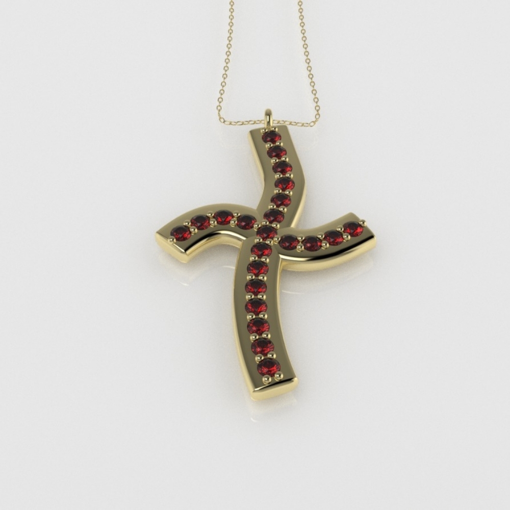 14k Pendant With 22 Ruby, Cross Style, Only Penda… - image 3